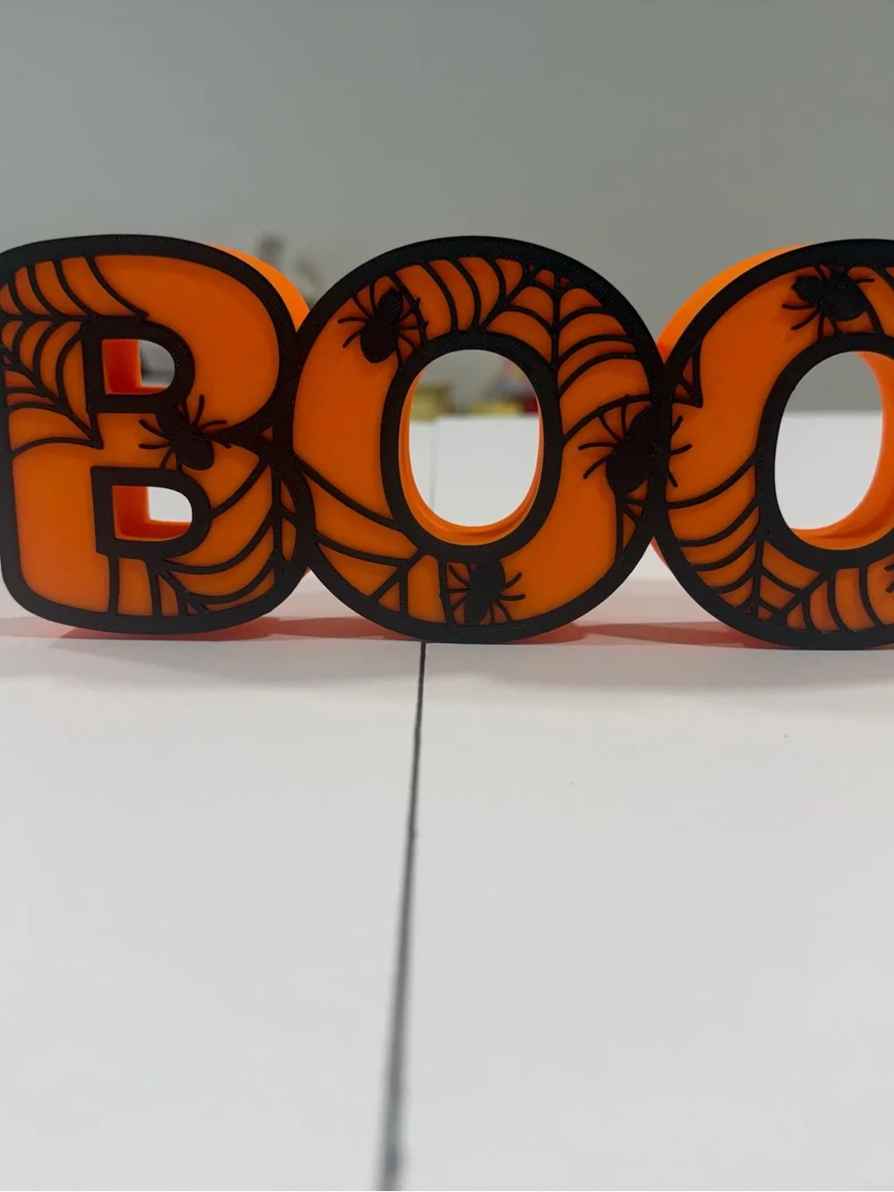 Festive BOO Table Sign - Orange and Black Halloween Decor